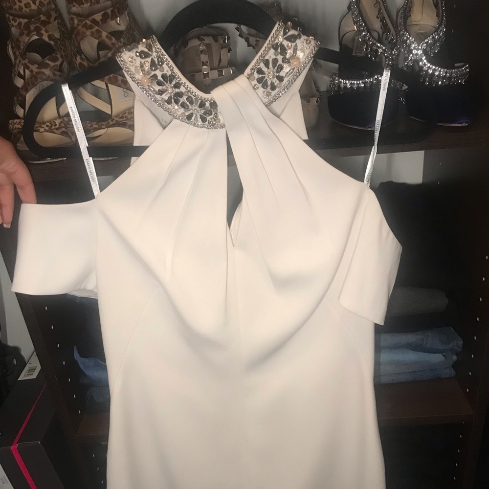 Karen Millen Beaded neck off white dress